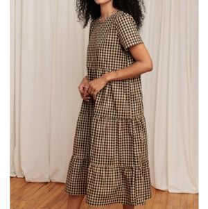 Tradlands Chalet 2 Tiered Dress Coffee Gingham S